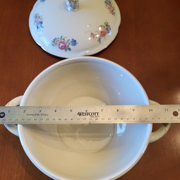 VTG Zeh Scherzer Lg Round Covered Dish Footed 2 Handled Gold Floral Balvarian - Picture 10 of 13